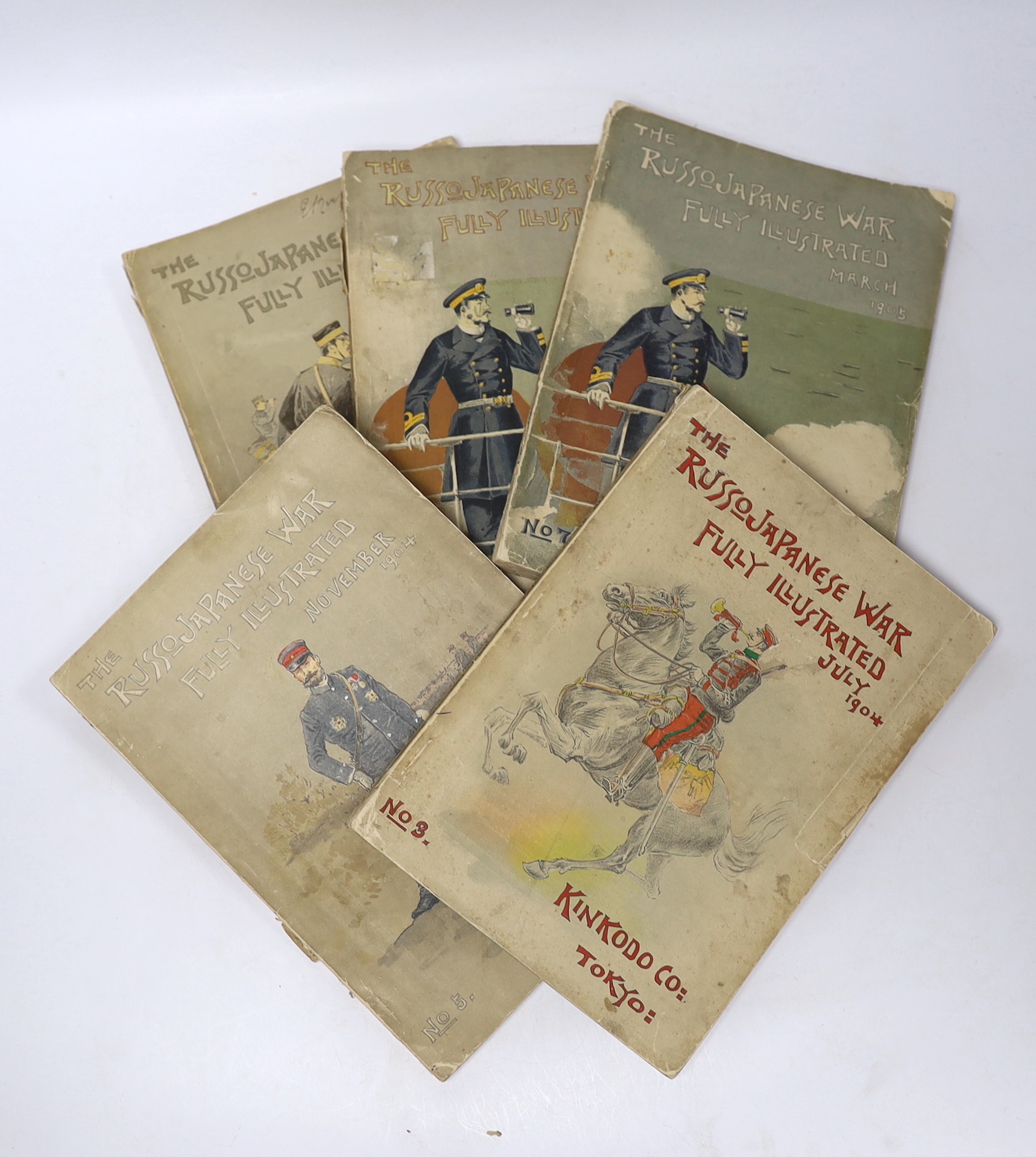 Five volumes of the Russo-Japanese war, illustrated, July 1904, November 1904, March 1905, July 1905 and September 1905